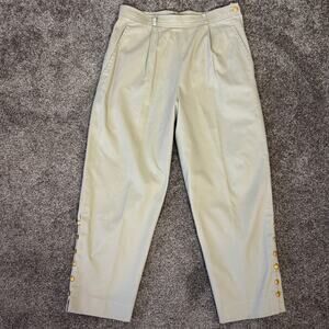 Yves Saint Laurent Cream Ankle Pants with Gold Buttons